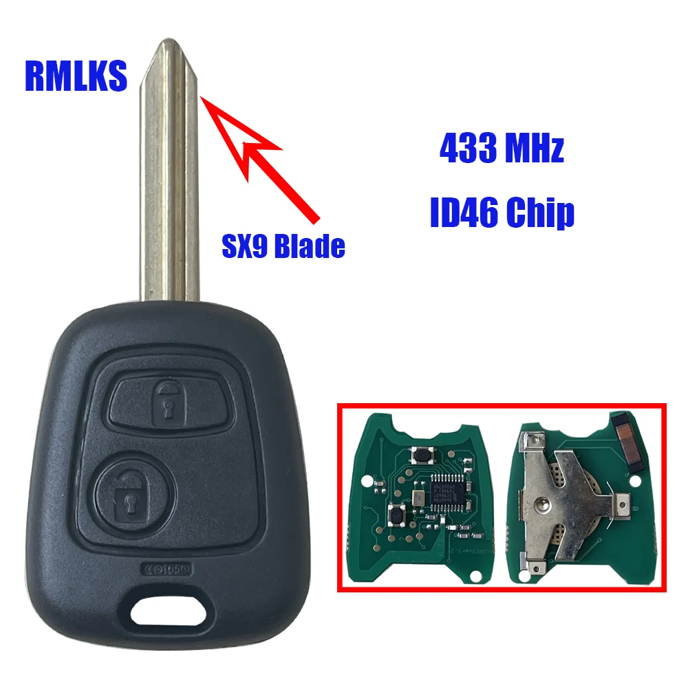 Remote Control Car Key 433MHz ID46 Chip For Citroen Saxo Picasso Xsara Berlingo SX9 Blade 2 Button Key Fob