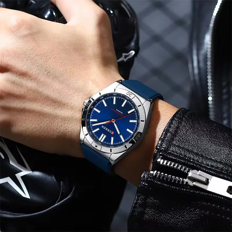 CURREN 8449 New Men's Fashion Quartz Watch Business Luminous Male Clock Waterproof Silicone Strap Casual Wristwatch reloj hombre 3