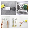 1/2Pcs Sponge Holder Sink Caddy SUS304 Stainless Steel Strong Adhesive Hook Storage Holder Waterproof Rustproof Hook for Kitchen 5