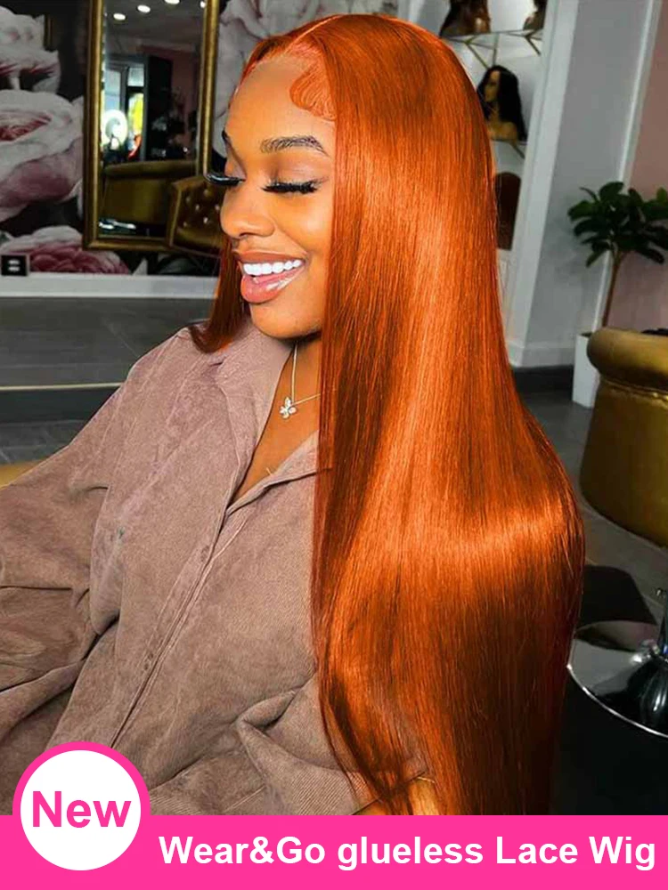 

Cexxy 200 Density Glueless Wig Human Hair Ready To Wear Straight Ginger Lace Front Wigs 7x5 13x4 Hd Glueless Human Hair