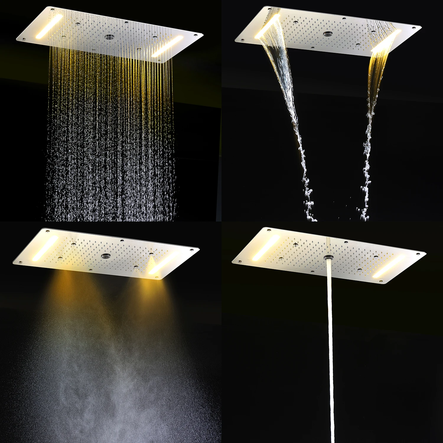 700x380mm Shower Head Faucet Set Thermostatic Mixer Valve Kit Multi Function SPA Massage System 4 Inch Lateral Jets Spout 4