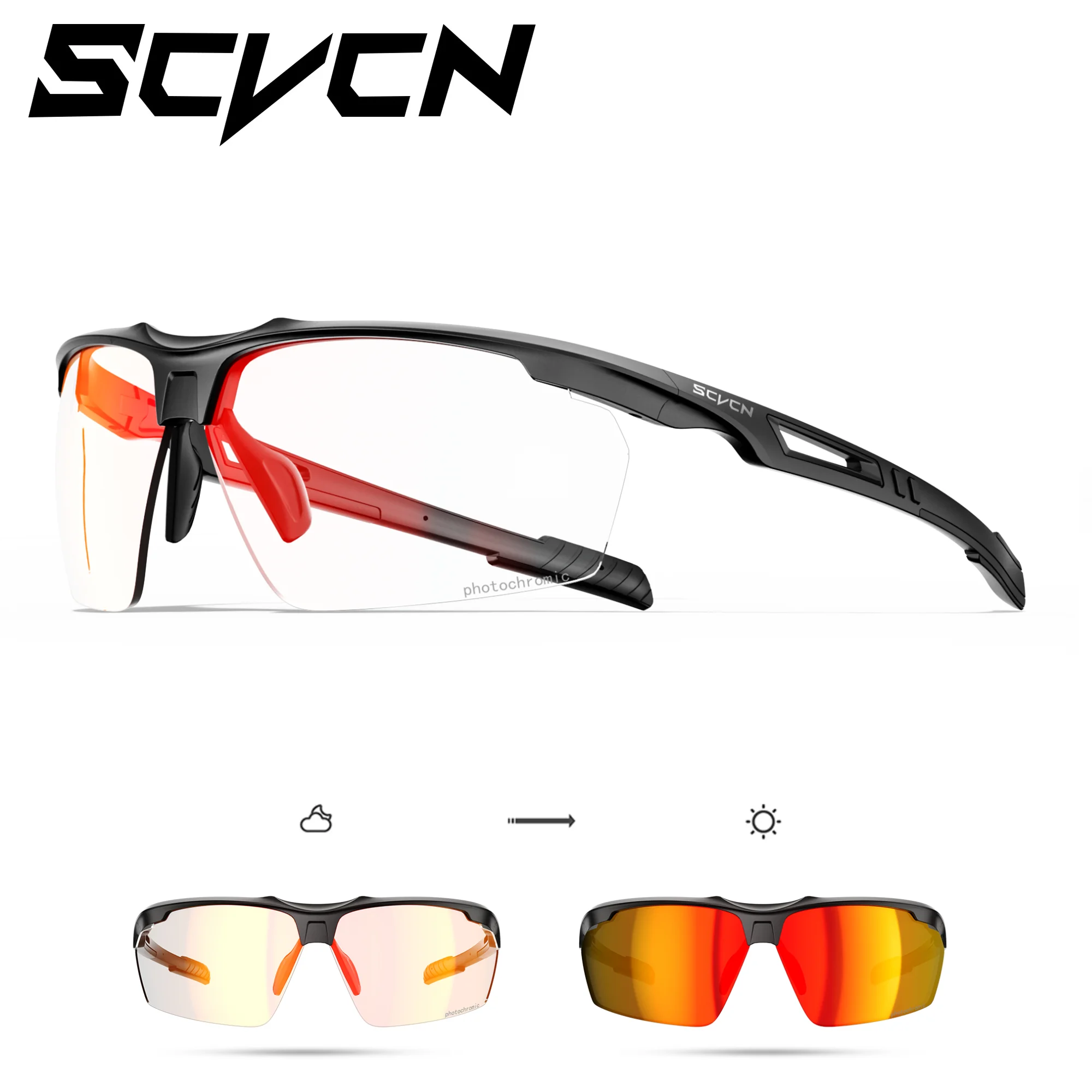 SCVCN Photochromic Sunglasses Cycling Glasses Bike Running Man Sun Bicycle Sports MTB Road Eyewear for Women Cycle Goggles 2023