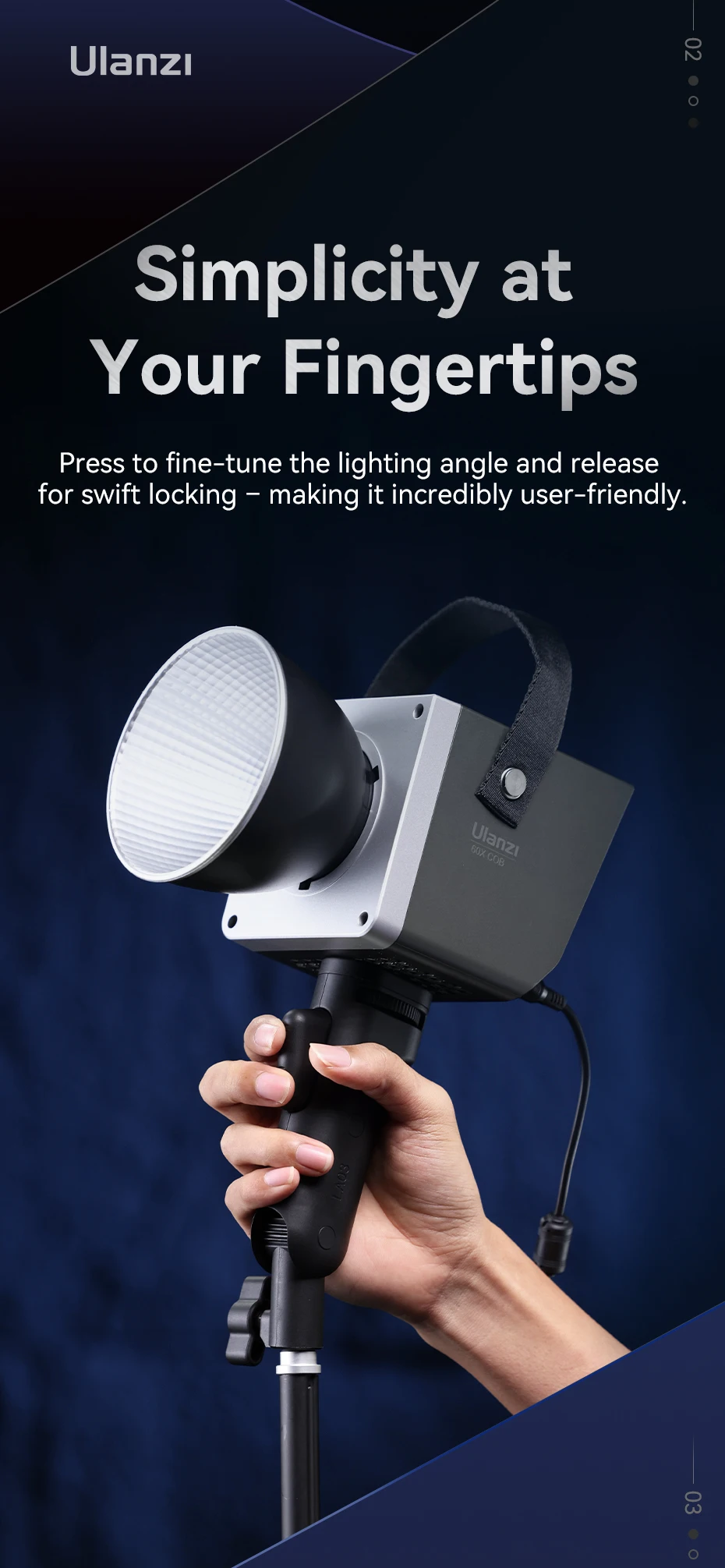LA03 Light Stand Hand Grip Universal 1/4'' Screw Handheld Holder Stand for Tripo