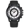 Men’s High Quality Casual And Versatile Fashionable Simple Large Round Dial Calender Hollow Out Frosted Strap Quartz Watch 3