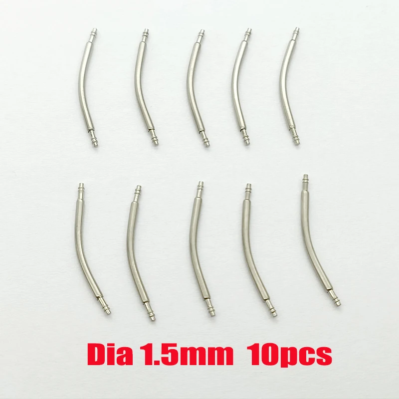 Stainless Steel Curved Spring Bar Watch Strap Link Pins - 10PCS, Dia 1.5mm/1.8mm, 16mm-24mm Width Watch Band Bracelet