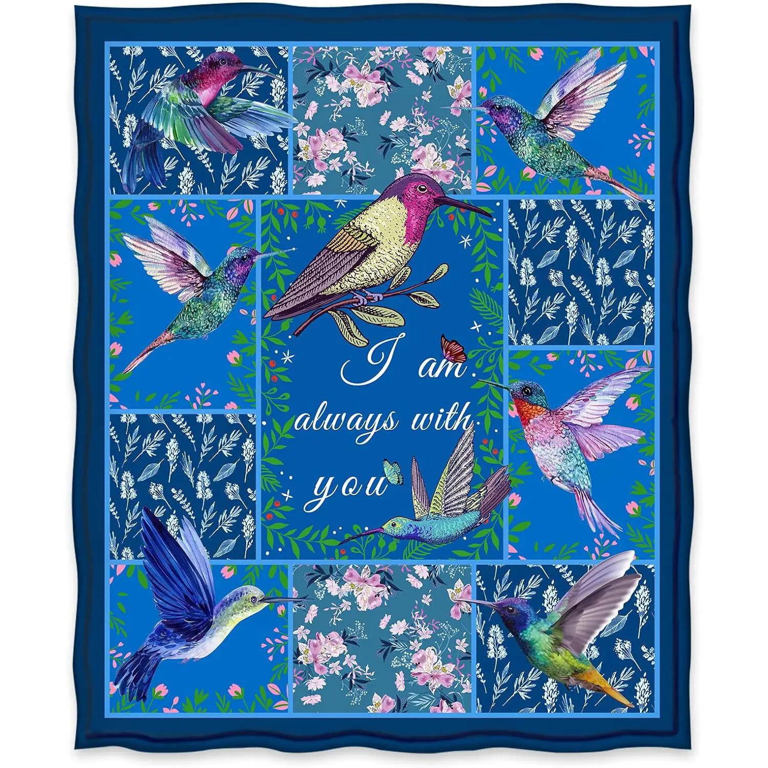 

Hummingbird flower blanket as a gift for women, mother, child, girl, toddler, Easter birthday, Mother's Day gift