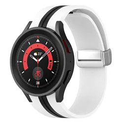 Dual Color Magnetic Silicone Strap - Galaxy Watch 5 40mm (White Black Silver)