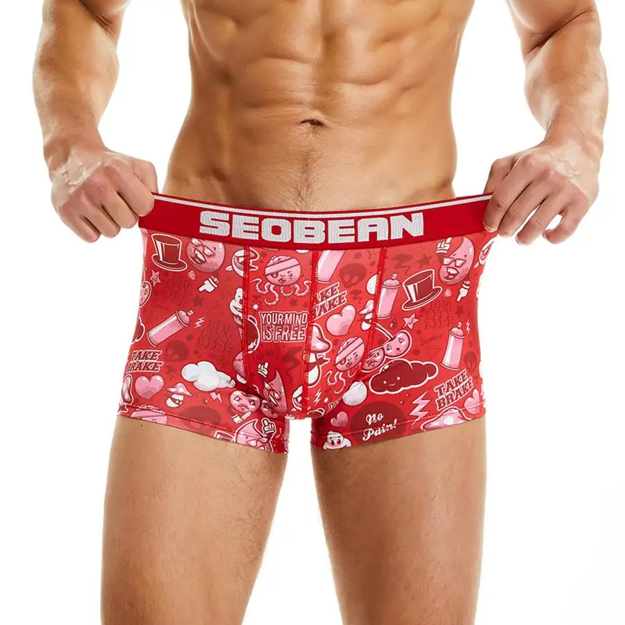 mens underwear sale SEOBEAN Print Boxers Mens Underwear Underpants Sexy Male Panties Silky Smooth Men Boxer Shorts Boxers For Man 2022 New sexy guy underwear