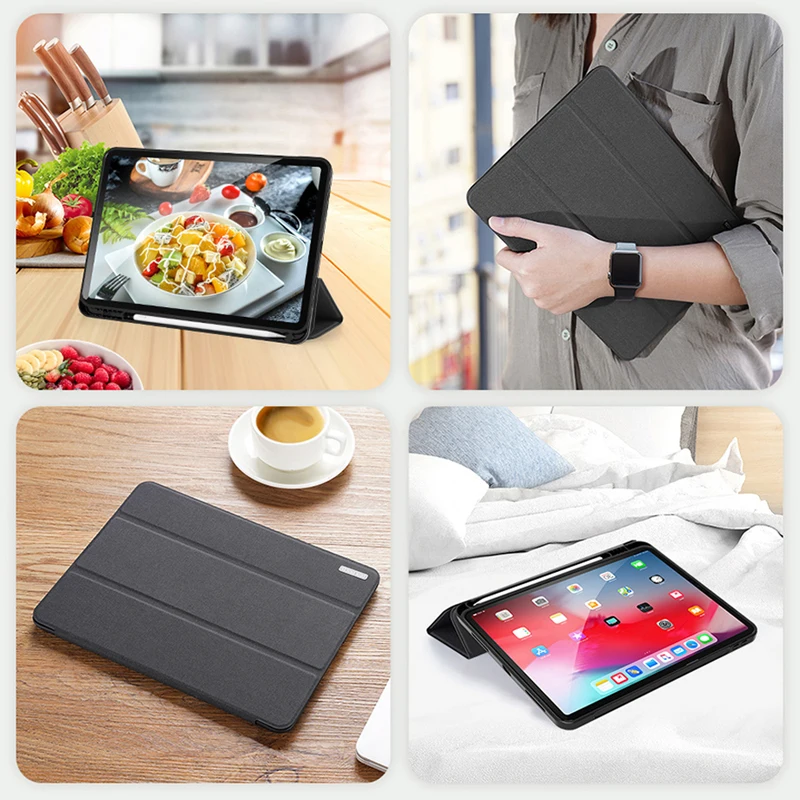 Inteligente Dormir Flip Couro Tpu Tablet Shell com Suporte para Lápis Capa para Ipad Air Dux Duci Trifold 10.9 - Imagem 2