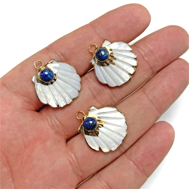 Natural Shell Flower Pendant Freshwater Shell Flower Natural Quartz Stone  Charms for Jewelry Making DIY Necklace Earrings Crafts