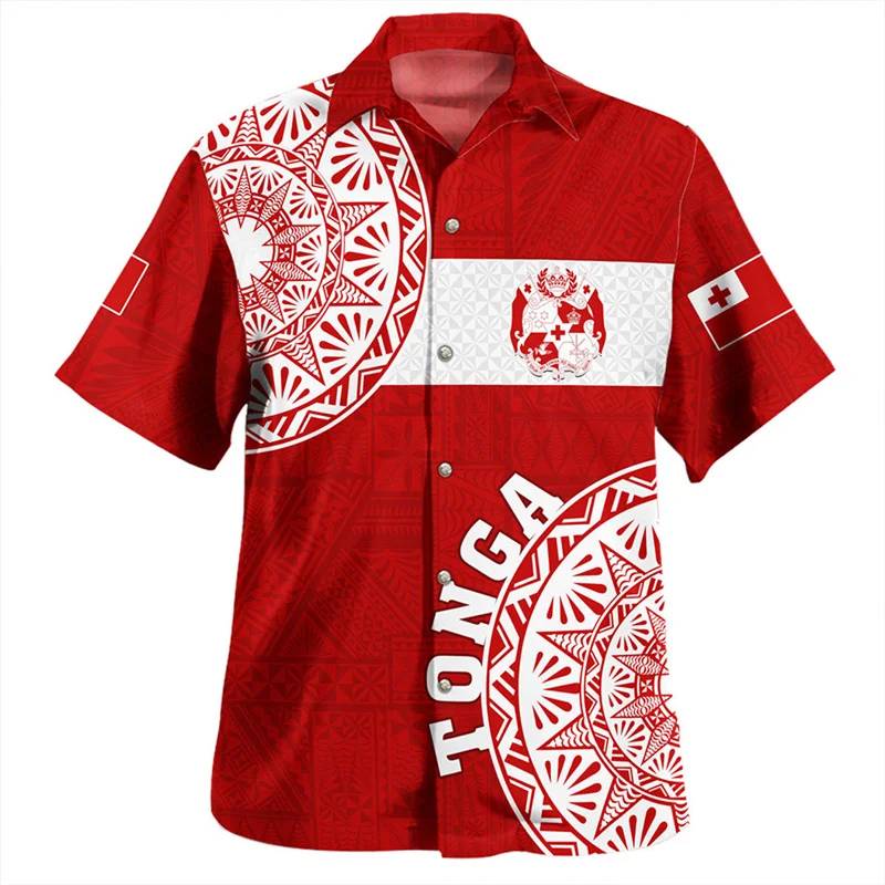 3D Printing The Kingdom Of Tonga National Flag Shirts Men Emblem Coat Arm Graphic Short Harajuku Clothing