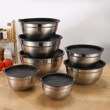 Mixing Bowls with Airtight Lids Stainless Steel Mixing Bowl Set, Attachments Bottoms 1