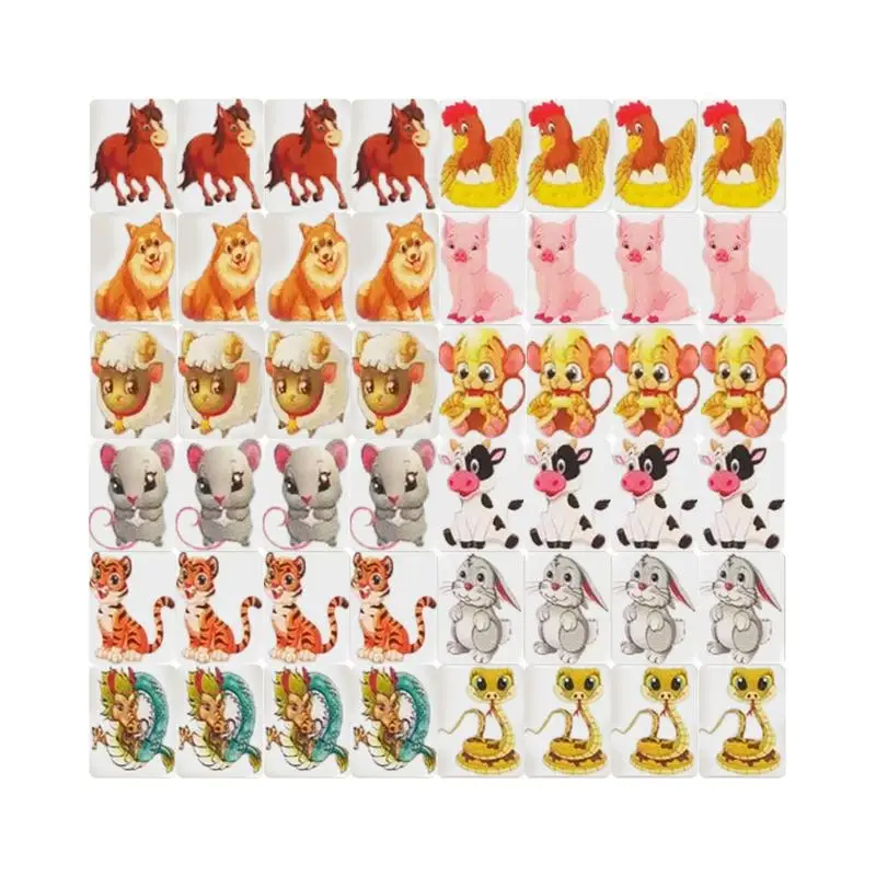 Mahjong Tile Game 48pcs Stacking Blocks Mahjong Tile Game Set Exercise Thinking Skills Board For Family Gathering For