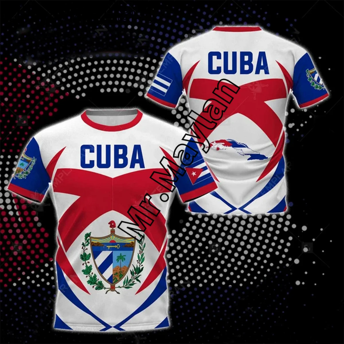 

Футболка Мужская/женская с 3D-принтом, модная рубашка с коротким рукавом, с принтом флага Кубы, красного, синего и белого цветов, стильная уличная одежда, KJ220, на лето
