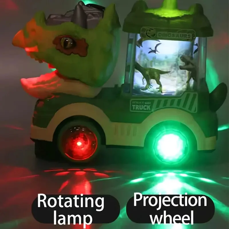 Kids Electric Dinosaur Car Toy Spray Tyrannosaurus Rex Engineering Car Puzzle Toys for Boys Girls Birthday Xmas Gift
