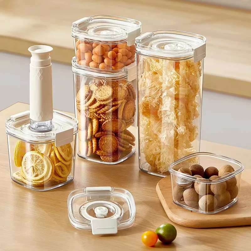 Vacuum Sealed Tank Electric Coffee Plastic Vacuum Container Kitchen Food Grains Candy Storage Box Fresh-keeping Tea Canister