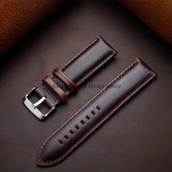 Vintage Cowhide Leather Watchband with Quick Release - 26mm (Dark Brown)