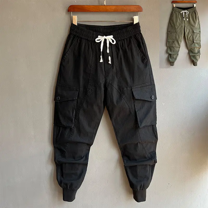 

Idopy New Fashion Harem Cargo Pants Streetwear Drawstring Hip Hop Trousers Loose Fit Pants Joggers Sweatpants Multi Pockets