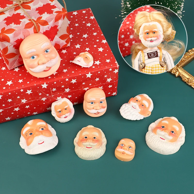 

Mini Santa Claus Full Face Mask Christmas Dollhouse Doll Santa Mask Hair Beard Cartoon Funny Santa Doll House Decor Toy