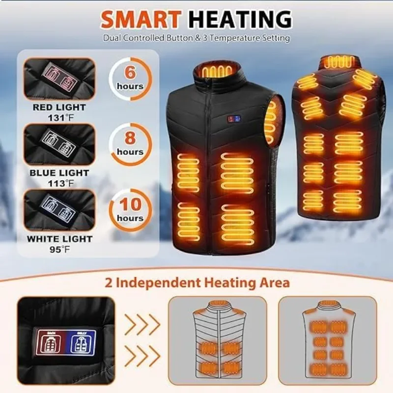 Heated Zones Men's Heated Vest Winter Vest USB Tactical Jacket Thermal Body Warmer Coat 21 S-6XL heated jacket