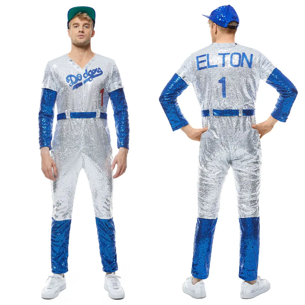 Disfraz de Cosplay de Elton John, uniforme de béisbol de Dodgers para
