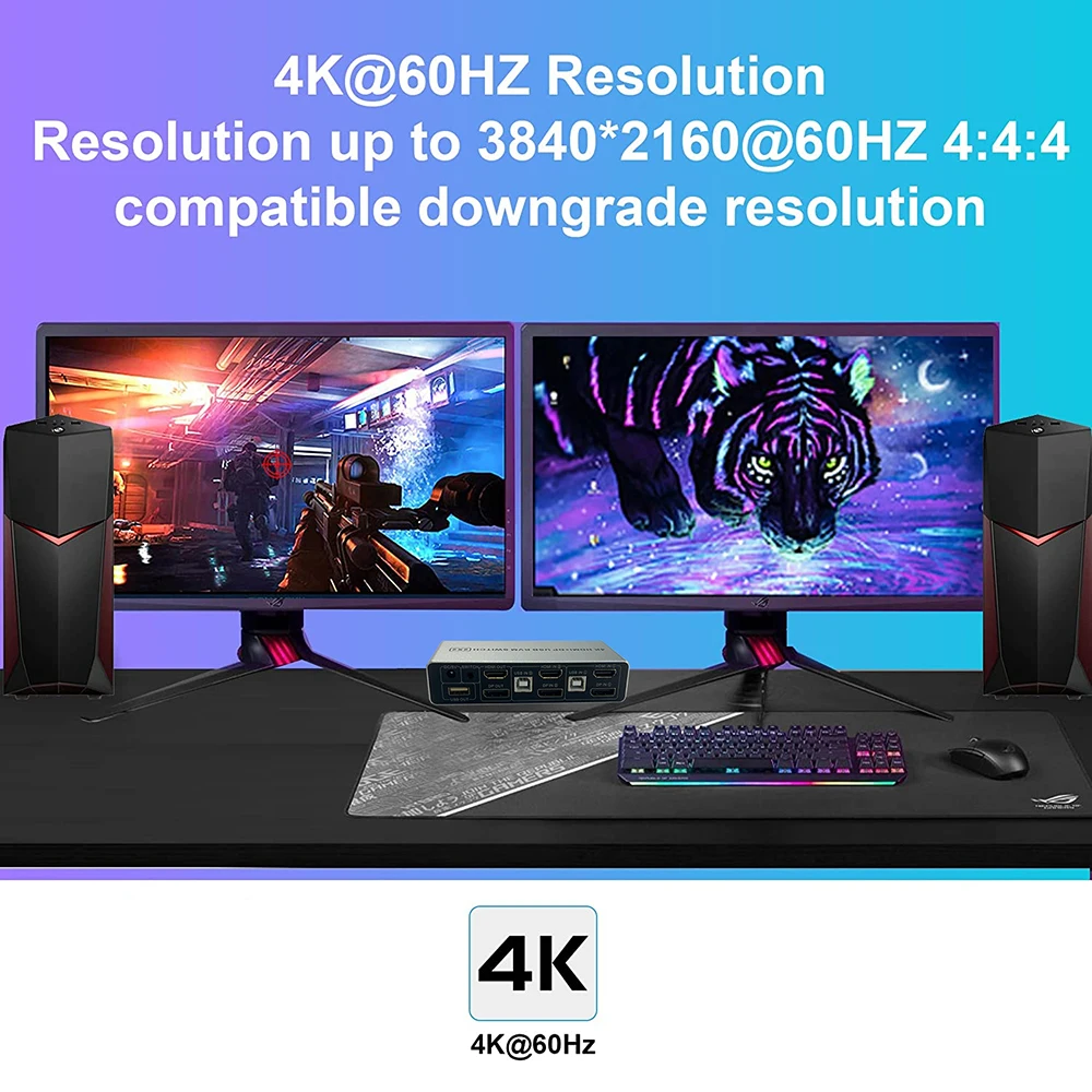  KVM ġ, HDMI ÷ Ʈ KVM ġ,  ÷ DP HDMI KVM ġ, ǻ 2   ÷ 2 , 2X2, 4K, 60Hz