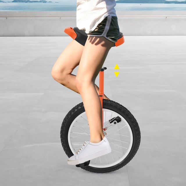22241-1cd17c.jpg Orange Outdoor Exercise Unicycle Single Wheel Bike with Adjustable Height Comfortable Seat And Knurled Seatpost for Fitness Riding