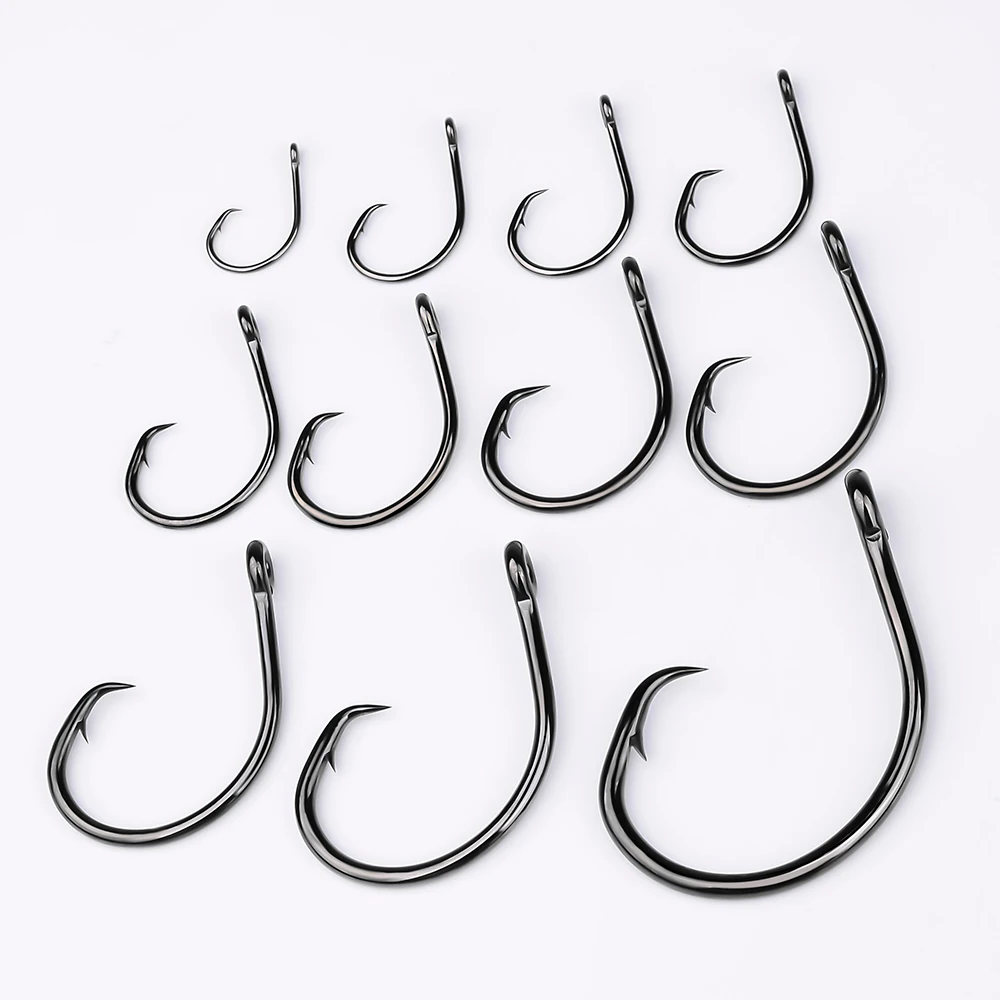 Lot De 200 Hameçons Cercle (circle Hooks) – Acier Carbone, Marron, Taille Décalée