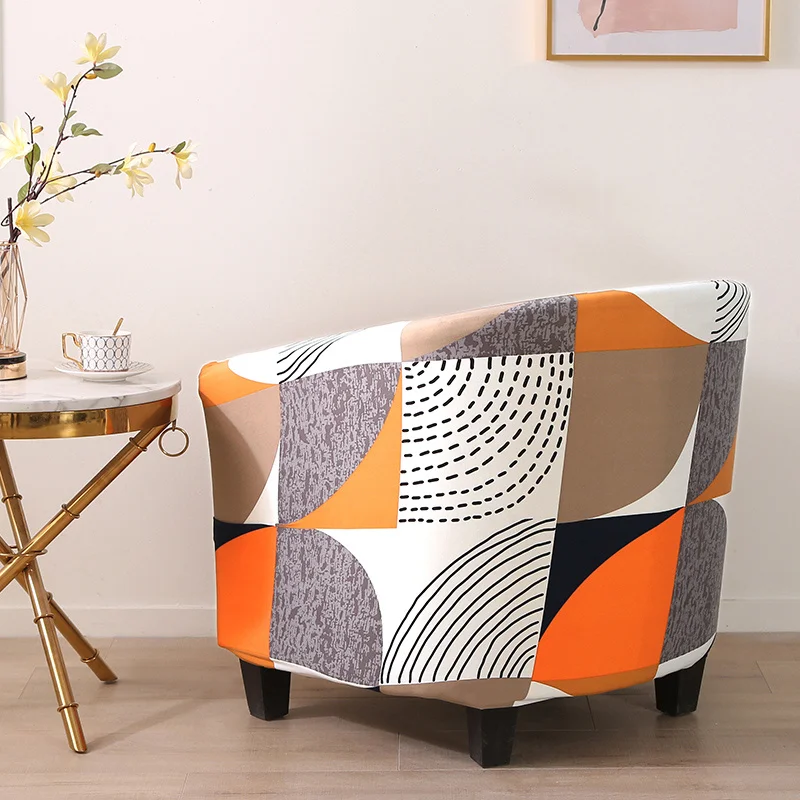 Chair Cover Furniture Cover 1pc Stretch Printed Club Armchair Cover Washable Tub Chair Slipcover Relax Single Chair Case for Coffee Bar Living Room Office