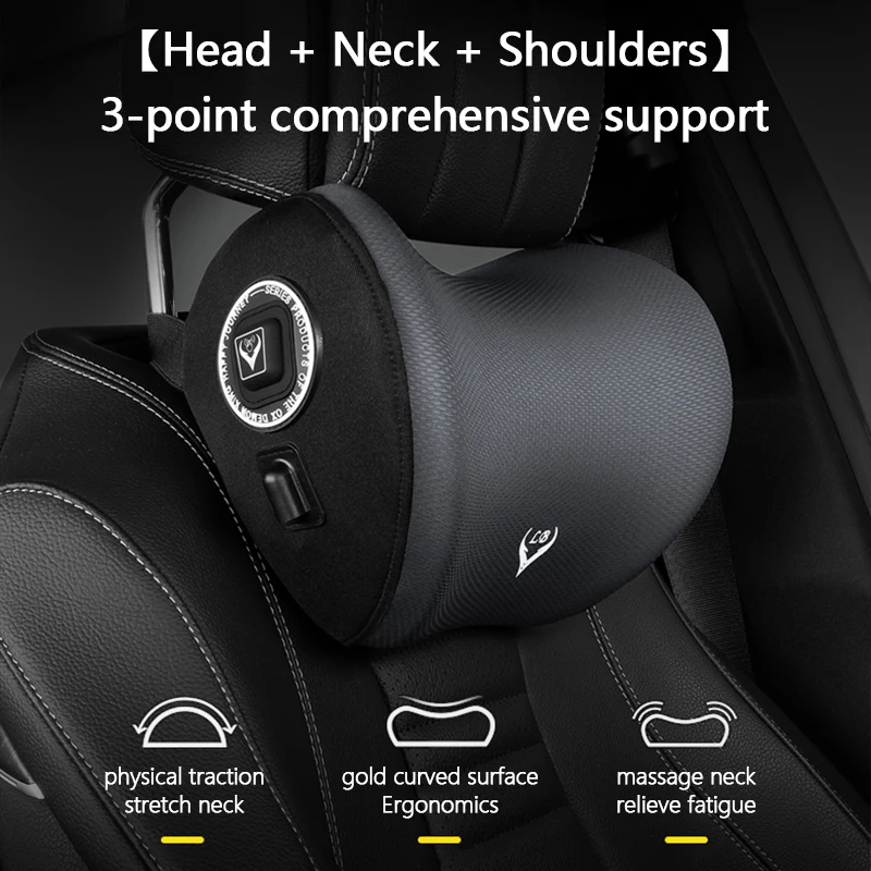 Car Electric Massage Neck Pillow Cushion Vibration Headrest Support Lumbar Seat Back Cushion Vehicle Supplies Travel Assecories
