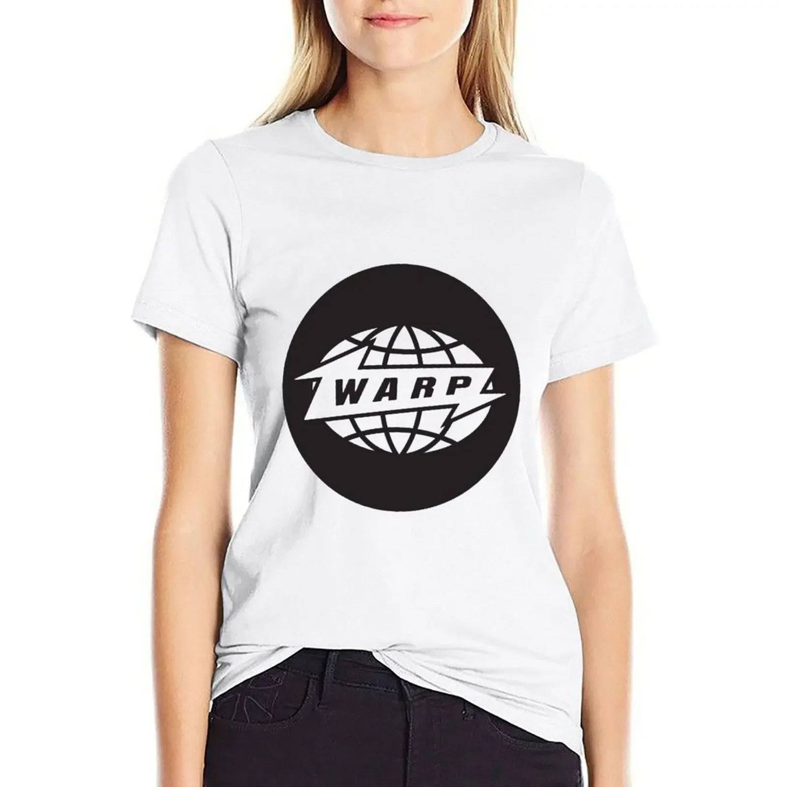 

Warp Black T-shirt oversized korean fashion kawaii clothes t shirt Women