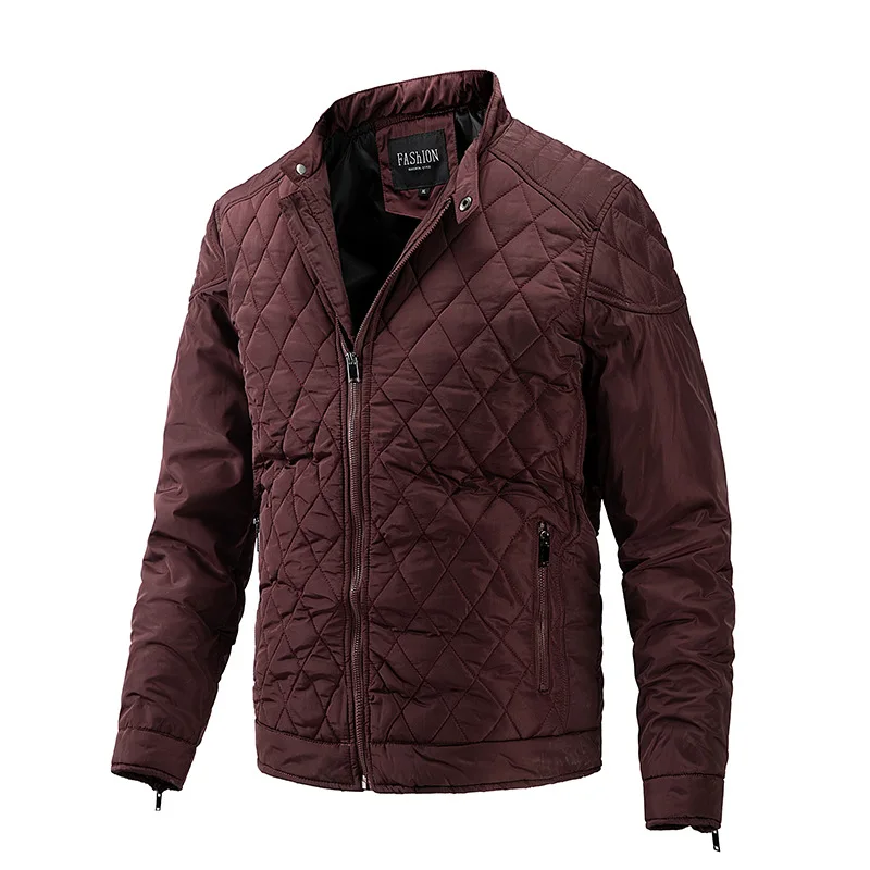 2023 Autumn and Winter Men's Lightweight Cotton Clothes Casual Diamond Standing Neck  Fashion  Coat   Jacket