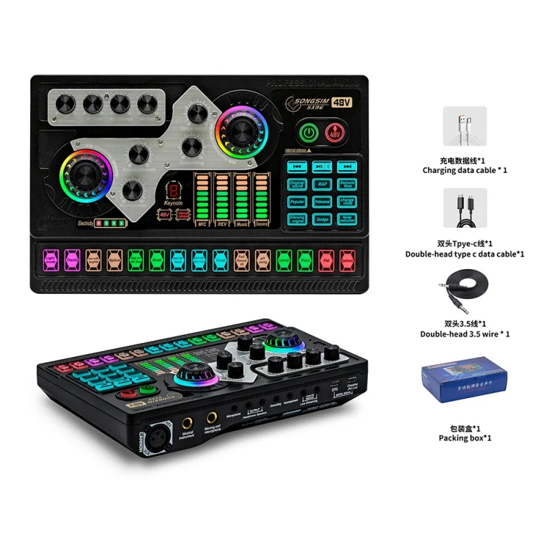 OTG USB-C 사운드 카드 XLR 입력 48V 팬텀 파워 오디오 믹서 (팟캐스팅, 라이브 스트리밍, PC, 휴대폰용) 신제품