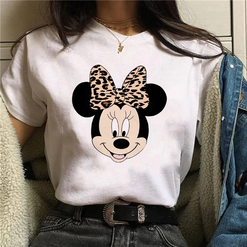 Tshirt Mickey 90s Y2k Minnie Mouse Hat Print T-shirt Women Fashion T Shirt Female Clothes Kawaii Disney T Shirt