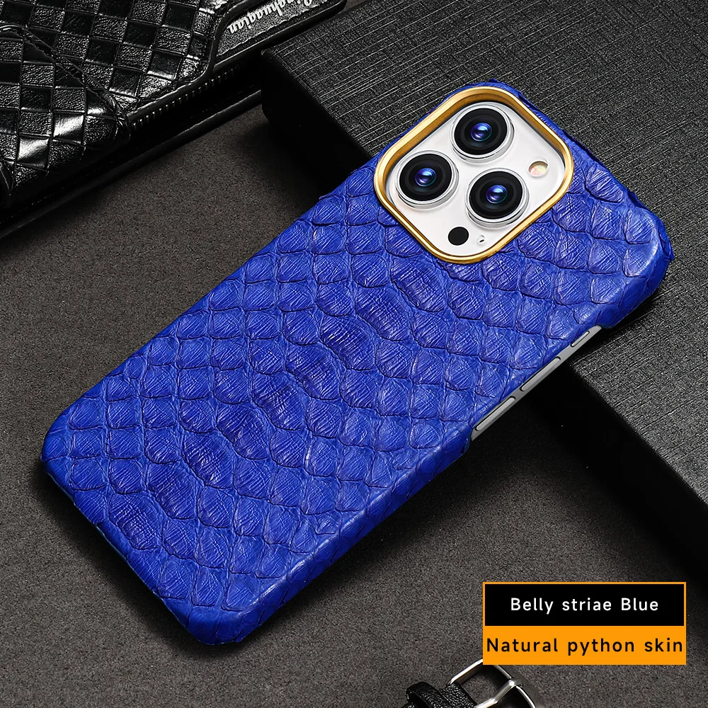 

100% Genuine Leather Phone Case For iPhone 14 12 13 Pro Max 14Pro 13Pro 12Pro Luxury Back Cover Shell with Metal Frame