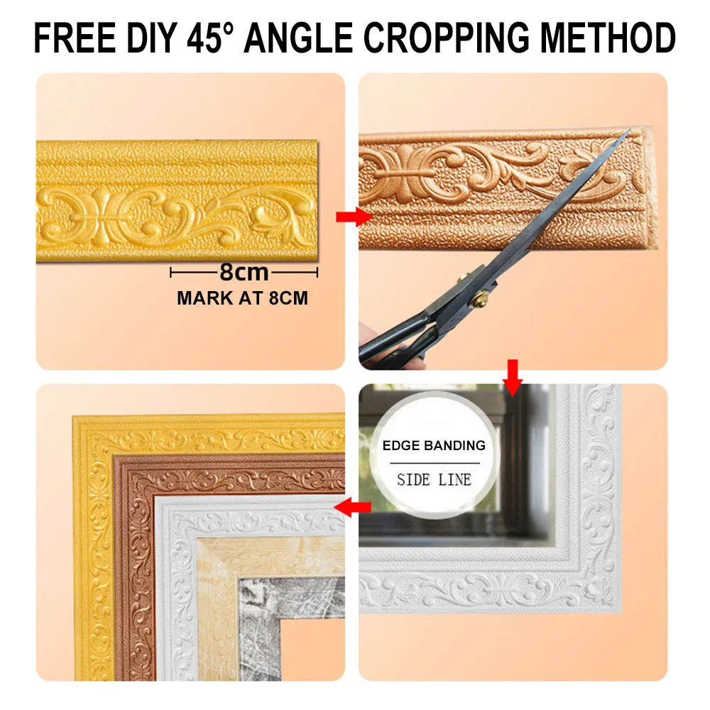 Adhesive Sealing Strips Wall Stickers 10M Self Adhesive Foam Edge Strips Wall Sticker Decorate Waist Line Skirting Line Edge Waterproof DIY Home Office Hotel Bathroom