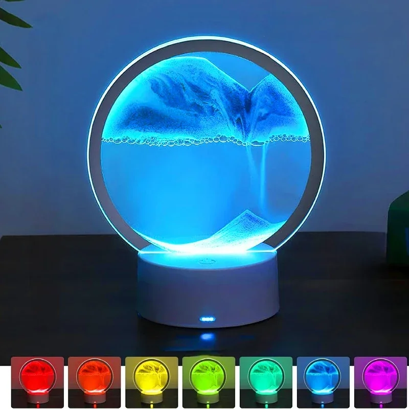 Quicksand Table Lamp, internet red hourglass decompression ornament 3D three-dimensional sand painting water painting colorful R 2