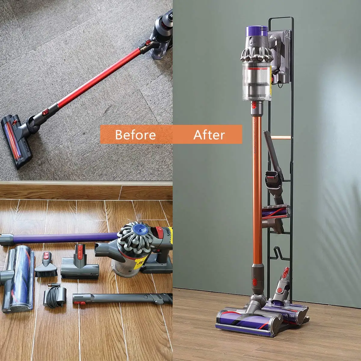 Vacuum Stand for Dyson V15 V11 V10 V8 V7 V6,Stable Metal Storage Bracket Stand Holder for Dyson Handheld DC30 DC31 DC34 DC35 DC5