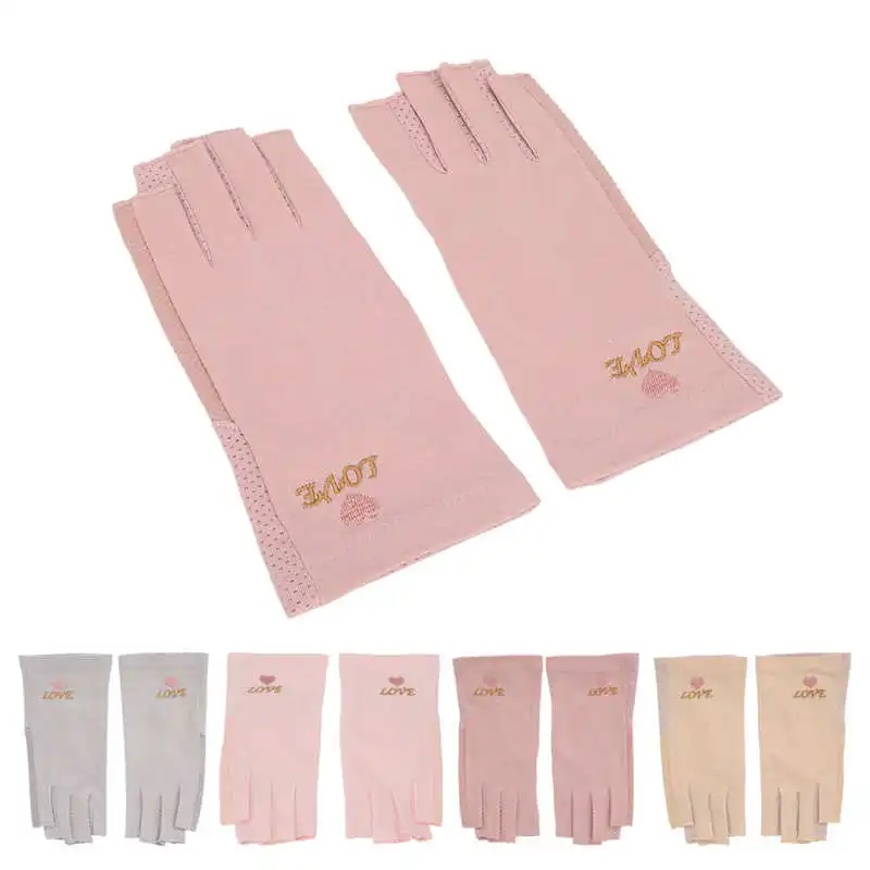 1 Pair Nail Art Manicure Gloves UV Protection Stretchy Breathable  Fingerless Fiber Cotton Nail Lamp Gloves for Home Nail Salon