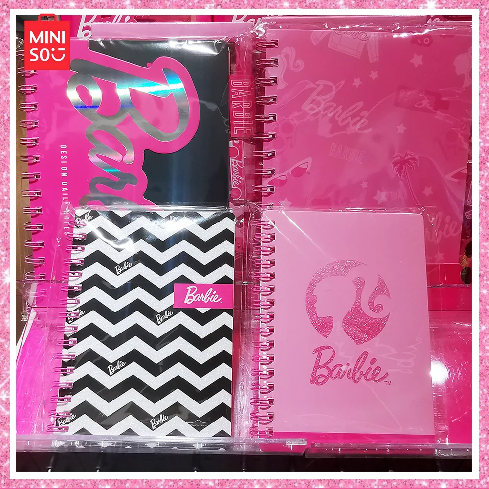 

Miniso Barbie Print Series Pink Shiny with Bookmark Cute A5 Coil Notebook 80 Pages A6 Notepad Student Girly Stationery Girl Gift