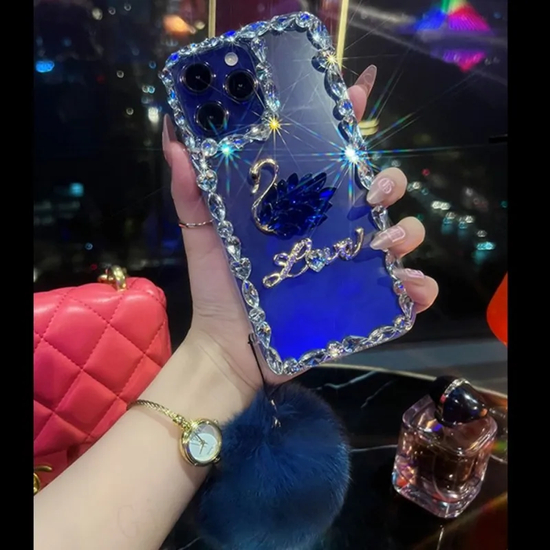 Diamond Perfume Pearl Crystal Swan Phone Case For Samsung Galaxy A74 A54  A53 A73 A33 A32 A51 A71 A72 A52 A23 A22 A13 A12 Cover - Mobile Phone Cases  & Covers - AliExpress