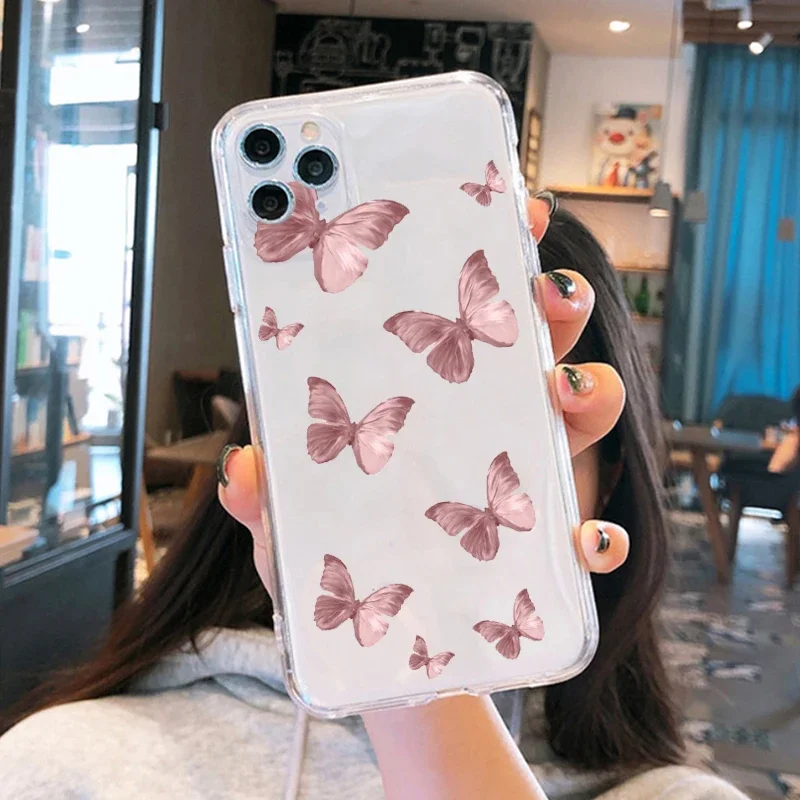 Vibrant Butterfly Transparent Soft Silicone Phone Cover