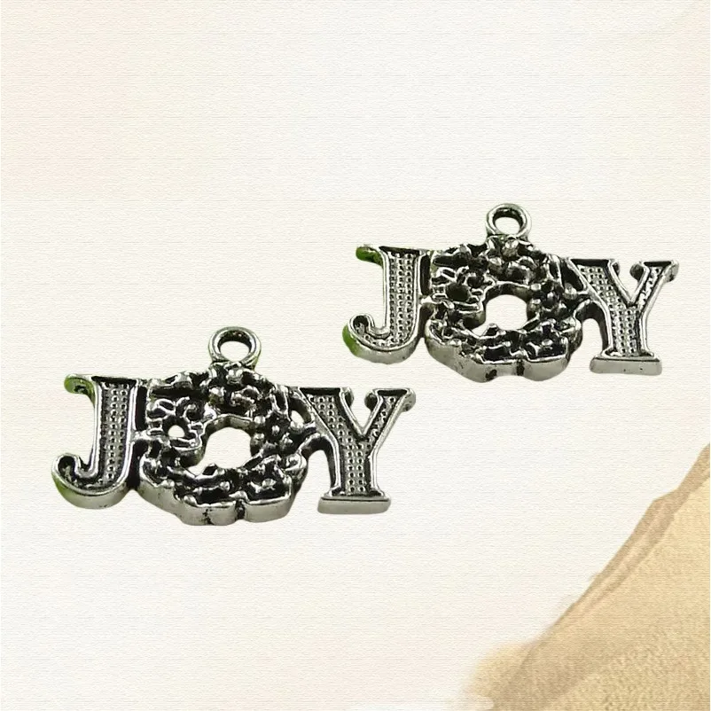 120 Stück antiksilberfarbene Joy-Charms-Anhänger, 25 x 16 mm, für Halsketten, Armbänder, Ohrringe, Schmuckherstellung, A4562 – Detail 1