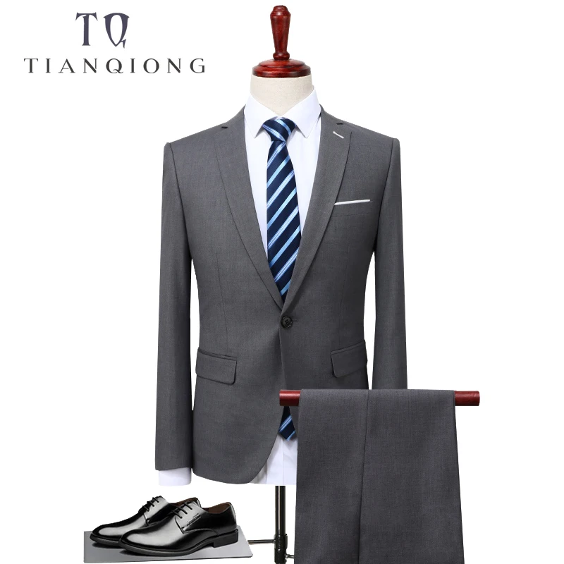 TIAN QIONG, the stylish new type 2-piece slim-shaped classic men's suit with a single button (jacket + trousers)