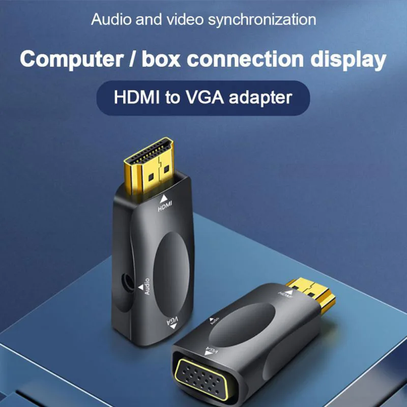 HDMI-compatible to VGA Cable Converter Male To Famale Converter Adapter 3.5mm Jack Audio HD 1080P For PC Laptop Tablet