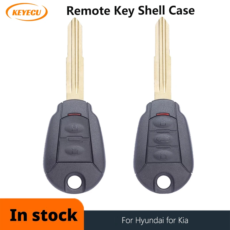 

KEYECU Remote Control Car Key Shell Case Cover for Hyundai, for Kia, Replacement Fob 2/ 3 Buttons With Uncut Blade Blank Shell