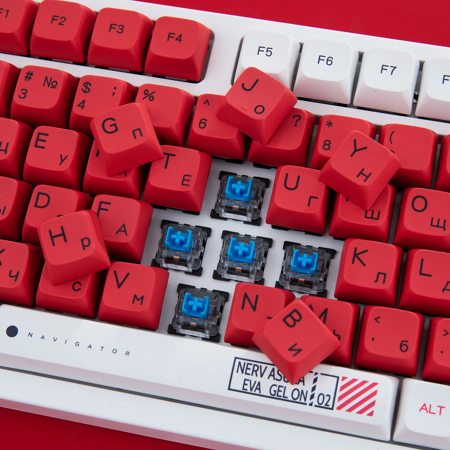 Maimooo-russo Keycaps Eva A02 Pbt Sublimação Perfil Xda Altura Faça Você Mesmo Ball Cap Vermelho Branco ru Keycap para Teclado Mecânico