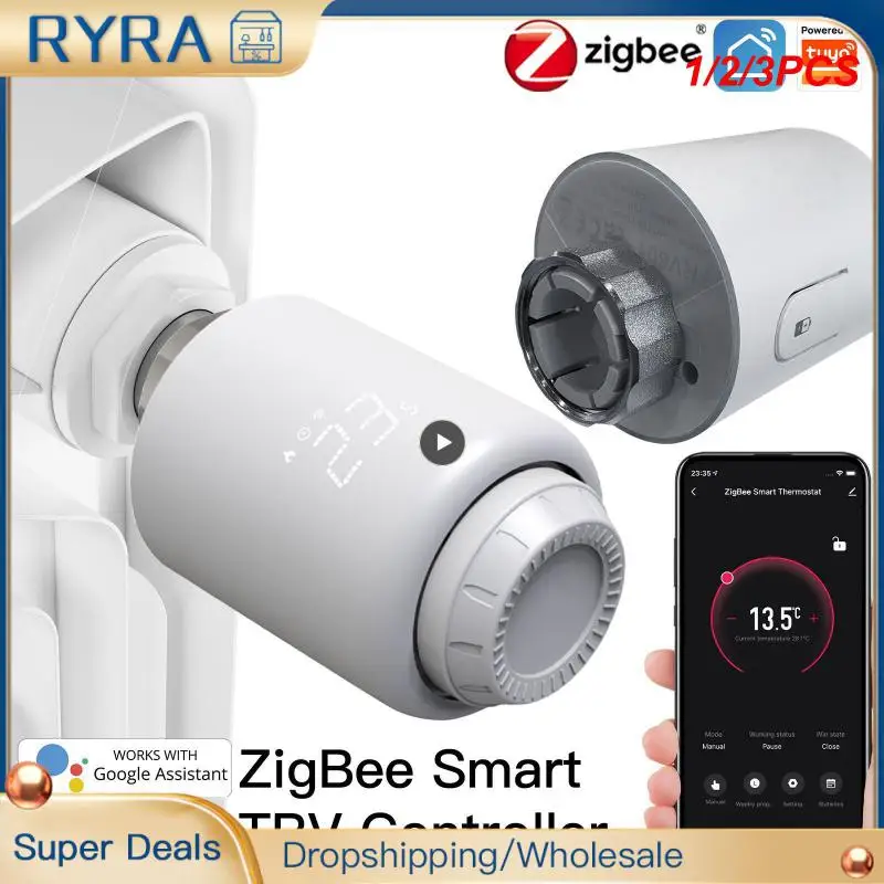 

1/2/3PCS Tuya Smart ZigBee Radiator Actuator TRV Programmable Thermostatic Radiator Valve App Remote Temperature Controller