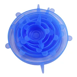 Silicone Stretch Lids - Reusable Food Seal Covers (6pcs round blue)