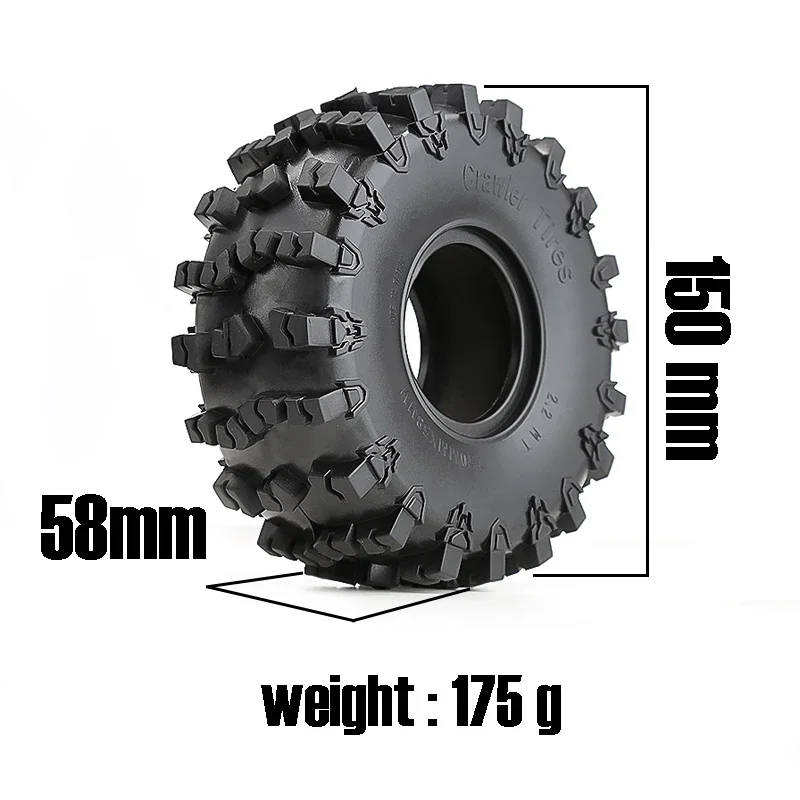 AXSPEED 2.2" Beadlock Wheel & Tire Set For 1/10 RC Crawler - 140mm Rubber Tires With Sponge For SCX10, Wraith, TRX6